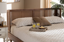 Load image into Gallery viewer, Baxton Studio Rina Mid-Century Modern Ash Wanut Finished Wood and Synthetic Rattan King Size Wrap-Around Headboard