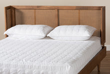 Load image into Gallery viewer, Baxton Studio Rina Mid-Century Modern Ash Wanut Finished Wood and Synthetic Rattan Queen Size Wrap-Around Headboard