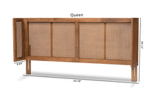 Load image into Gallery viewer, Baxton Studio Rina Mid-Century Modern Ash Wanut Finished Wood and Synthetic Rattan Queen Size Wrap-Around Headboard