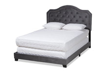 Load image into Gallery viewer, Baxton Studio Samantha Modern and Contemporary Grey Velvet Fabric Upholstered Queen Size Button Tufted Bed