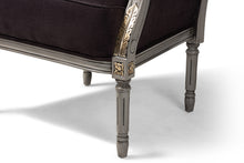 Load image into Gallery viewer, Baxton Studio Georgette Classic and Traditional French Inspired Brown Velvet Upholstered Grey Finished Armchair with Goldleaf Detailing