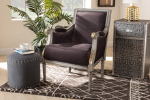 Load image into Gallery viewer, Baxton Studio Georgette Classic and Traditional French Inspired Brown Velvet Upholstered Grey Finished Armchair with Goldleaf Detailing