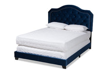 Load image into Gallery viewer, Baxton Studio Samantha Modern and Contemporary Navy Blue Velvet Fabric Upholstered Queen Size Button Tufted Bed