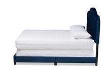 Load image into Gallery viewer, Baxton Studio Samantha Modern and Contemporary Navy Blue Velvet Fabric Upholstered Queen Size Button Tufted Bed