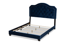 Load image into Gallery viewer, Baxton Studio Samantha Modern and Contemporary Navy Blue Velvet Fabric Upholstered Queen Size Button Tufted Bed