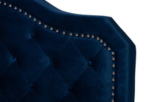 Load image into Gallery viewer, Baxton Studio Samantha Modern and Contemporary Navy Blue Velvet Fabric Upholstered Queen Size Button Tufted Bed