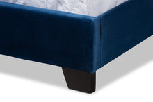 Load image into Gallery viewer, Baxton Studio Samantha Modern and Contemporary Navy Blue Velvet Fabric Upholstered Queen Size Button Tufted Bed
