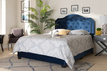 Load image into Gallery viewer, Baxton Studio Samantha Modern and Contemporary Navy Blue Velvet Fabric Upholstered Queen Size Button Tufted Bed