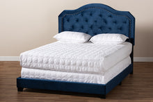 Load image into Gallery viewer, Baxton Studio Samantha Modern and Contemporary Navy Blue Velvet Fabric Upholstered Queen Size Button Tufted Bed