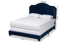 Load image into Gallery viewer, Baxton Studio Samantha Modern and Contemporary Navy Blue Velvet Fabric Upholstered Queen Size Button Tufted Bed