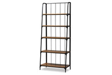 Load image into Gallery viewer, Baxton Studio Ceren Vintage Rustic Industrial Distressed Wood and Black Metal Finished 5-Tier Living Room Ladder Shelf