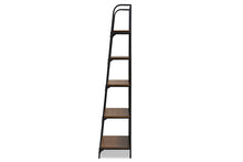 Load image into Gallery viewer, Baxton Studio Ceren Vintage Rustic Industrial Distressed Wood and Black Metal Finished 5-Tier Living Room Ladder Shelf