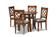 Load image into Gallery viewer, Baxton Studio Adara Modern and Contemporary Grey Fabric Upholstered and Walnut Brown Finished Wood 5-Piece Dining Set