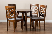 Load image into Gallery viewer, Baxton Studio Adara Modern and Contemporary Grey Fabric Upholstered and Walnut Brown Finished Wood 5-Piece Dining Set