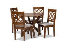 Load image into Gallery viewer, Baxton Studio Beth Modern and Contemporary Grey Fabric Upholstered and Walnut Brown Finished Wood 5-Piece Dining Set