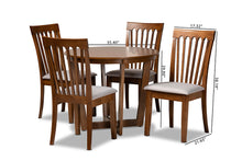 Load image into Gallery viewer, Baxton Studio Andi Modern and Contemporary Grey Fabric Upholstered and Walnut Brown Finished Wood 5-Piece Dining Set