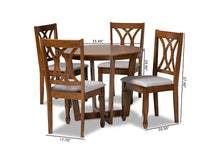 Load image into Gallery viewer, Baxton Studio Aggie Modern and Contemporary Grey Fabric Upholstered and Walnut Brown Finished Wood 5-Piece Dining Set