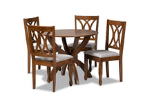 Load image into Gallery viewer, Baxton Studio April Modern and Contemporary Grey Fabric Upholstered and Walnut Brown Finished Wood 5-Piece Dining Set