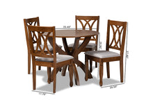 Load image into Gallery viewer, Baxton Studio April Modern and Contemporary Grey Fabric Upholstered and Walnut Brown Finished Wood 5-Piece Dining Set