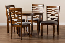 Load image into Gallery viewer, Baxton Studio Alicia Modern and Contemporary Grey Fabric Upholstered and Walnut Brown Finished Wood 5-Piece Dining Set