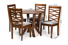 Load image into Gallery viewer, Baxton Studio Ariane Modern and Contemporary Grey Fabric Upholstered and Walnut Brown Finished Wood 5-Piece Dining Set