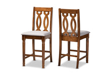 Load image into Gallery viewer, Baxton Studio Darcie Modern and Contemporary Grey Fabric Upholstered and Walnut Brown Finished Wood 2-Piece Counter Stool Set