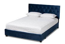 Load image into Gallery viewer, Baxton Studio Caronia Modern and Contemporary Navy Blue Velvet Fabric Upholstered 2-Drawer Queen Size Platform Storage Bed