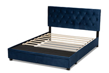 Load image into Gallery viewer, Baxton Studio Caronia Modern and Contemporary Navy Blue Velvet Fabric Upholstered 2-Drawer Queen Size Platform Storage Bed