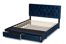 Load image into Gallery viewer, Baxton Studio Caronia Modern and Contemporary Navy Blue Velvet Fabric Upholstered 2-Drawer Queen Size Platform Storage Bed