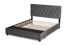 Load image into Gallery viewer, Baxton Studio Caronia Modern and Contemporary Grey Velvet Fabric Upholstered 2-Drawer King Size Platform Storage Bed