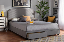 Load image into Gallery viewer, Baxton Studio Larese Light Grey Fabric Upholstered 2-Drawer King Size Platform Storage Bed