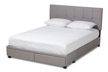 Load image into Gallery viewer, Baxton Studio Netti Light Grey Fabric Upholstered 2-Drawer Queen Size Platform Storage Bed