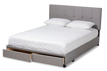 Load image into Gallery viewer, Baxton Studio Netti Light Grey Fabric Upholstered 2-Drawer Queen Size Platform Storage Bed