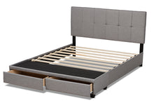 Load image into Gallery viewer, Baxton Studio Netti Light Grey Fabric Upholstered 2-Drawer Queen Size Platform Storage Bed