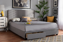 Load image into Gallery viewer, Baxton Studio Netti Light Grey Fabric Upholstered 2-Drawer King Size Platform Storage Bed