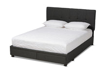 Load image into Gallery viewer, Baxton Studio Netti Dark Grey Fabric Upholstered 2-Drawer King Size Platform Storage Bed