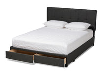 Load image into Gallery viewer, Baxton Studio Netti Dark Grey Fabric Upholstered 2-Drawer King Size Platform Storage Bed