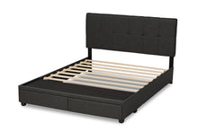 Load image into Gallery viewer, Baxton Studio Netti Dark Grey Fabric Upholstered 2-Drawer King Size Platform Storage Bed