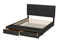 Load image into Gallery viewer, Baxton Studio Netti Dark Grey Fabric Upholstered 2-Drawer King Size Platform Storage Bed