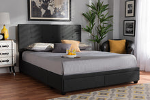 Load image into Gallery viewer, Baxton Studio Netti Dark Grey Fabric Upholstered 2-Drawer King Size Platform Storage Bed