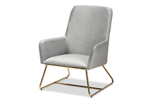 Load image into Gallery viewer, Baxton Studio Sennet Glam and Luxe Grey Velvet Fabric Upholstered Gold Finished Armchair