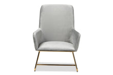 Load image into Gallery viewer, Baxton Studio Sennet Glam and Luxe Grey Velvet Fabric Upholstered Gold Finished Armchair