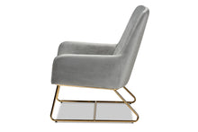 Load image into Gallery viewer, Baxton Studio Sennet Glam and Luxe Grey Velvet Fabric Upholstered Gold Finished Armchair