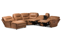 Load image into Gallery viewer, Baxton Studio Mistral Modern and Contemporary Light Brown Palomino Suede 6-Piece Sectional with Recliners Corner Lounge Suite