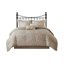 Load image into Gallery viewer, Madison Park Walter 100% Polyester Seersucker Printed Pieced 7Pcs Comforter Set - Cal King - Taupe MP10-7087 By Olliix