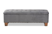 Load image into Gallery viewer, Baxton Studio Hannah Modern and Contemporary Grey Velvet Fabric Upholstered Button-Tufted Storage Ottoman Bench