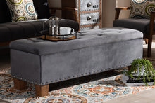 Load image into Gallery viewer, Baxton Studio Hannah Modern and Contemporary Grey Velvet Fabric Upholstered Button-Tufted Storage Ottoman Bench