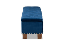 Load image into Gallery viewer, Baxton Studio Hannah Modern and Contemporary Navy Blue Velvet Fabric Upholstered Button-Tufted Storage Ottoman Bench
