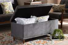 Load image into Gallery viewer, Baxton Studio Kaylee Modern and Contemporary Grey Velvet Fabric Upholstered Button-Tufted Storage Ottoman Bench