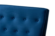 Load image into Gallery viewer, Baxton Studio Sorrento Mid-century Modern Navy Blue Velvet Fabric Upholstered Walnut Finished Wooden Lounge Chair